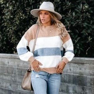 Color block striped sweater